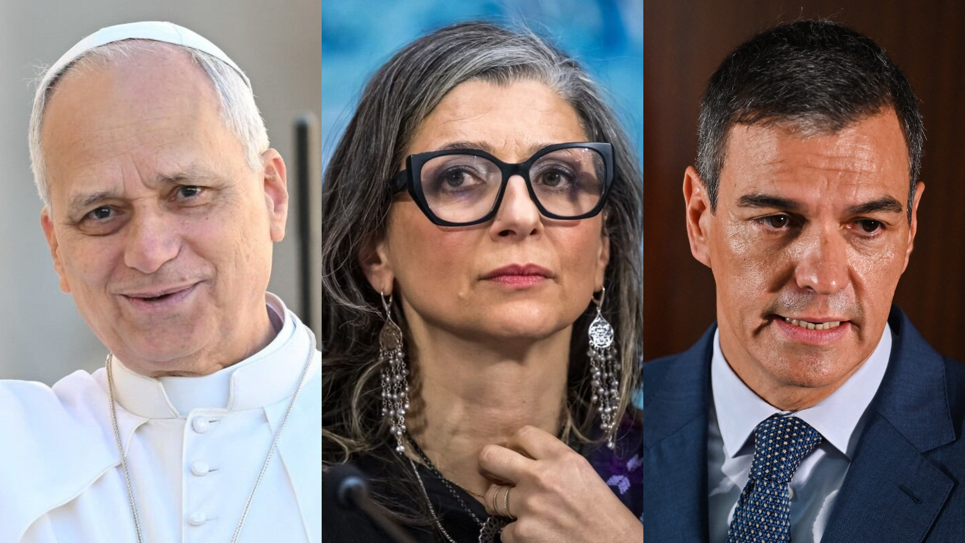 Papa León XIV, Francesca Albanese y Pedro Sánchez