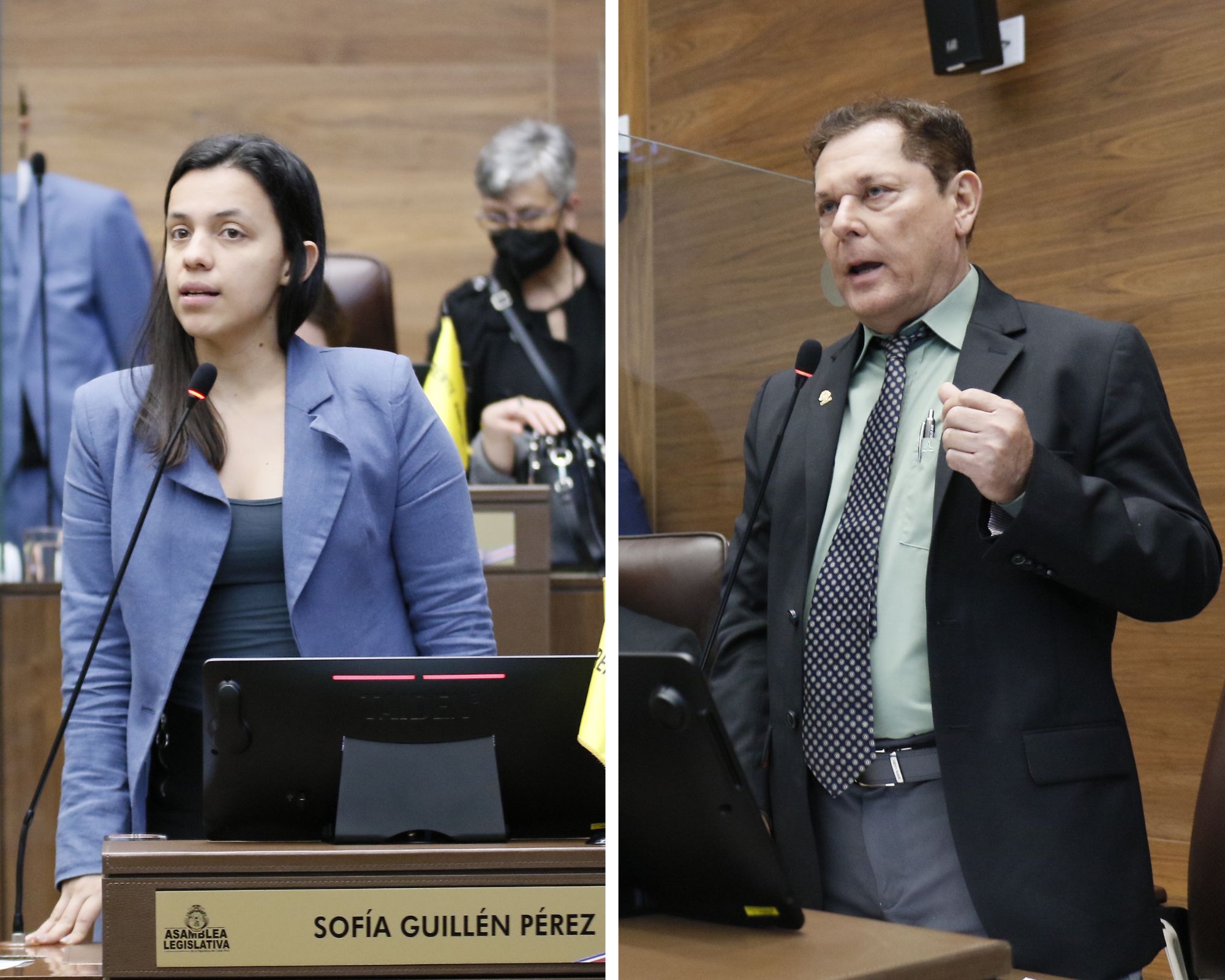 La frenteamplista Sofía Guillén denunció ofrecimientos irregulares del diputado Alexánder Barrantes, quien confirmó que está negociando votos a favor de eurobonos. Foto: Asamblea Legislativa.