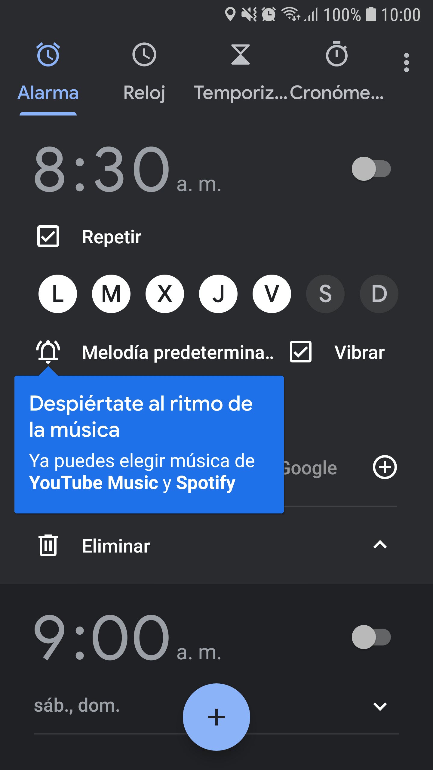 Android settings to set Spotify music as alarm clock.  (photo: Android Boss)