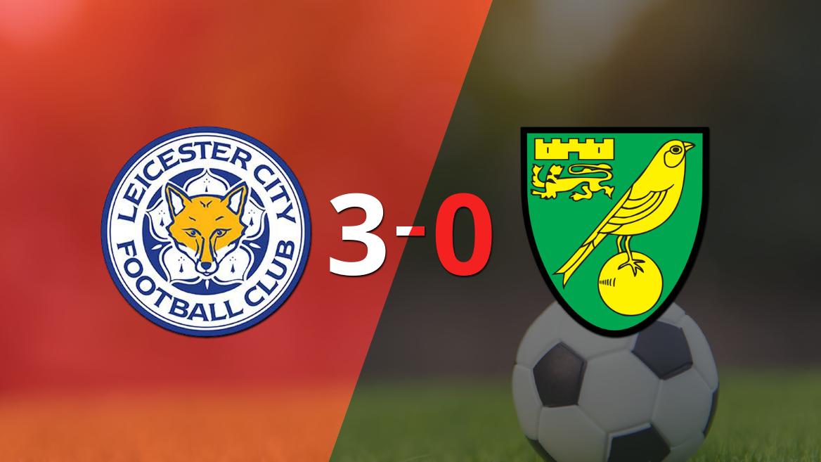 Con doblete de Jamie Vardy, Leicester City liquidó 3-0 a Norwich City
