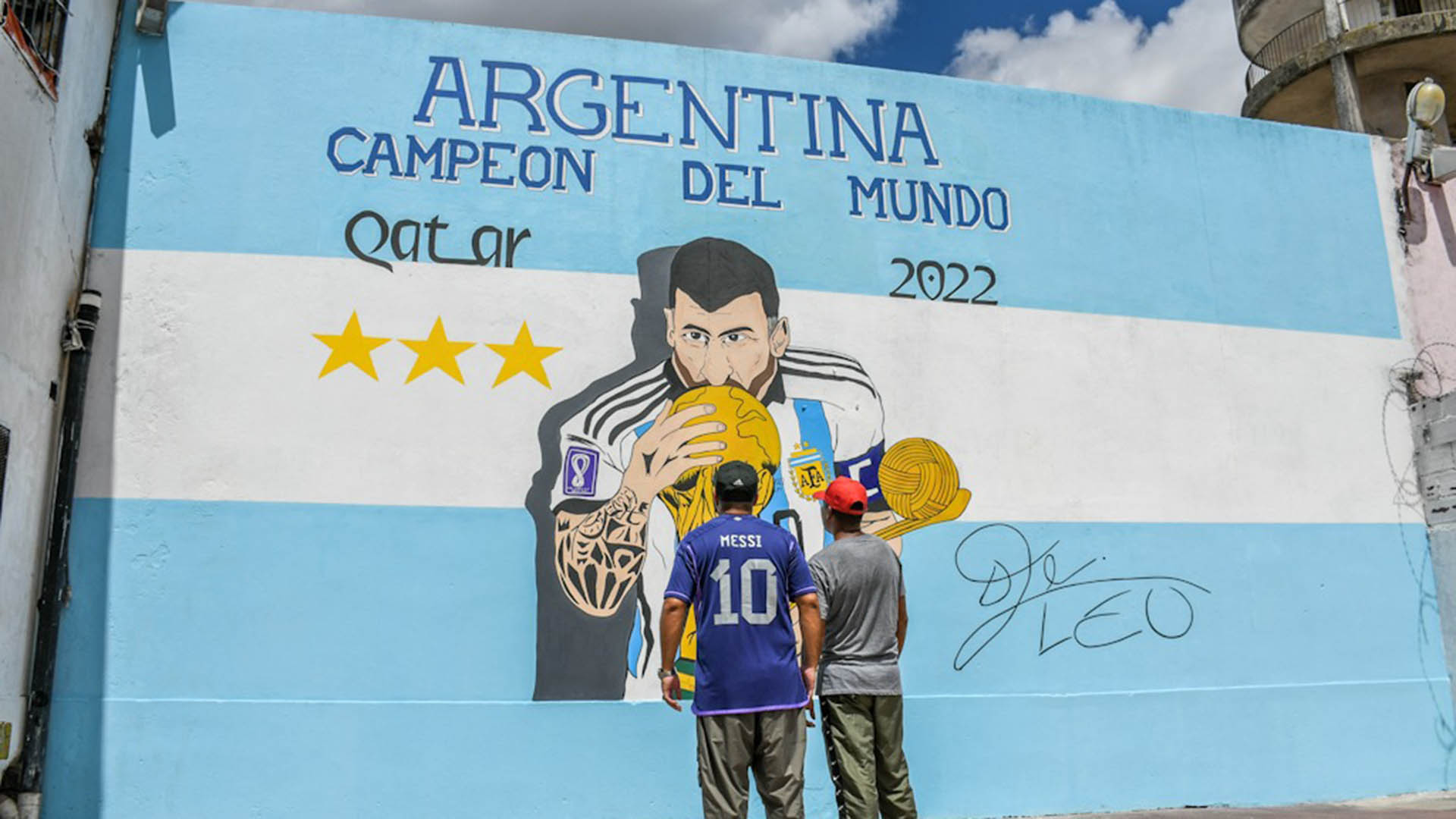 El mural que los presos de un penal de La Plata le dedicaron a Lionel Messi campeón del mundo