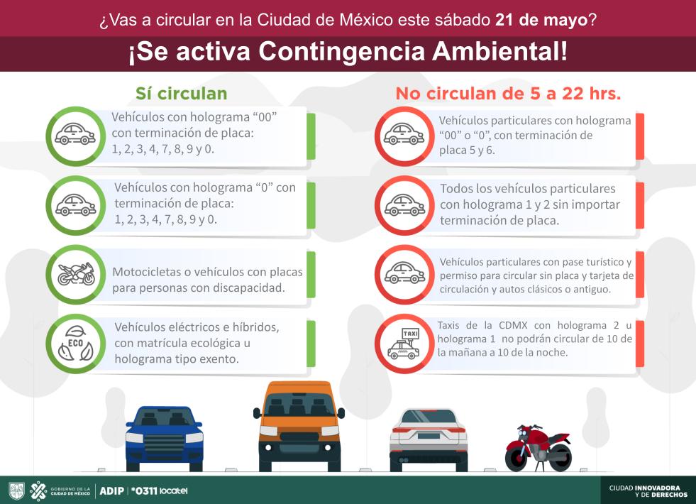 Hoy No Circula Sabatino Qué Autos Descansan Este 21 De Mayo En Cdmx Y