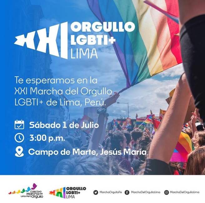 En Lima, la Marcha del Orgullo 2023 se realizará el sábado 1 de julio en el centro de Lima.