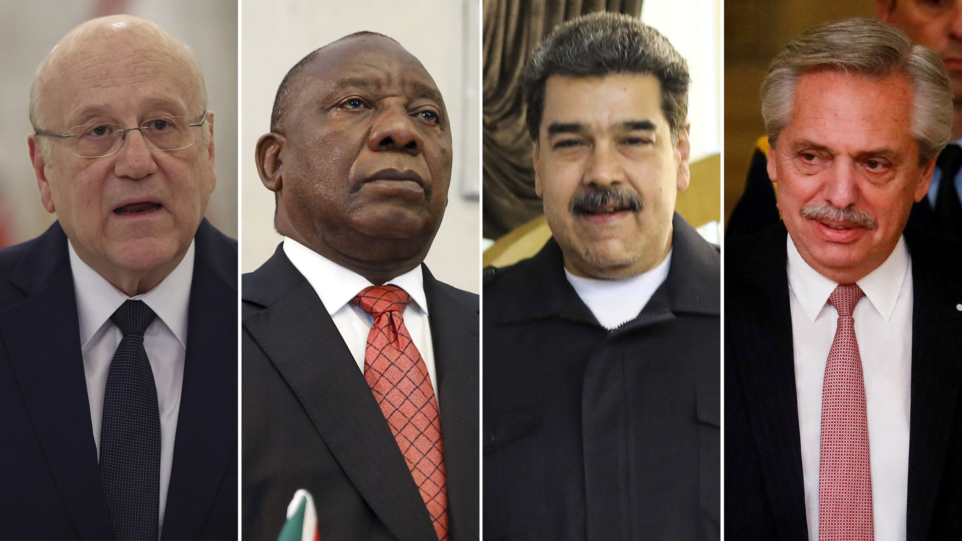 Los presidentes del Líbano ( Michel Aoun), Zimbaue (Emmerson Mnangagwa) Venezuela (Nicolás Maduro) y de Argentina (Alberto Fernández)