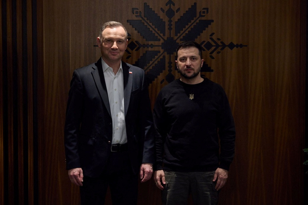 Duda y Zelensky durante su encuentro (Servicio de prensa de la presidencia de Ucrania via REUTERS)