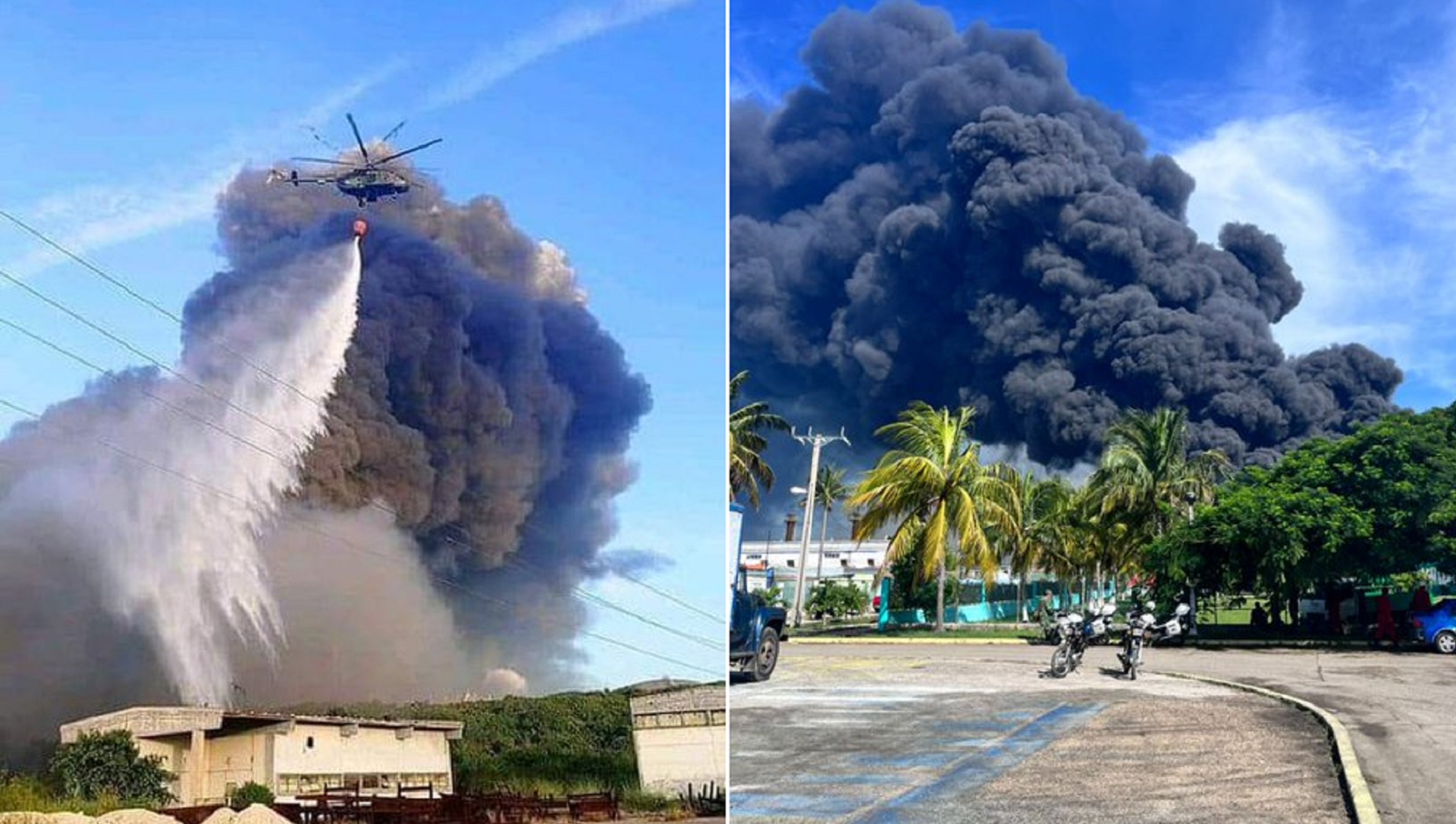 Fotos del incendio en Matanzas (@PresidenciaCuba)