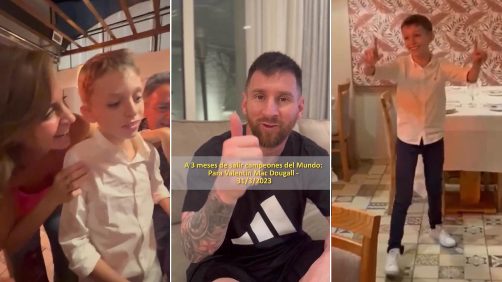 La reacción del hijo de Sandra Borghi al recibir un saludo de Lionel Messi por su cumpleaños