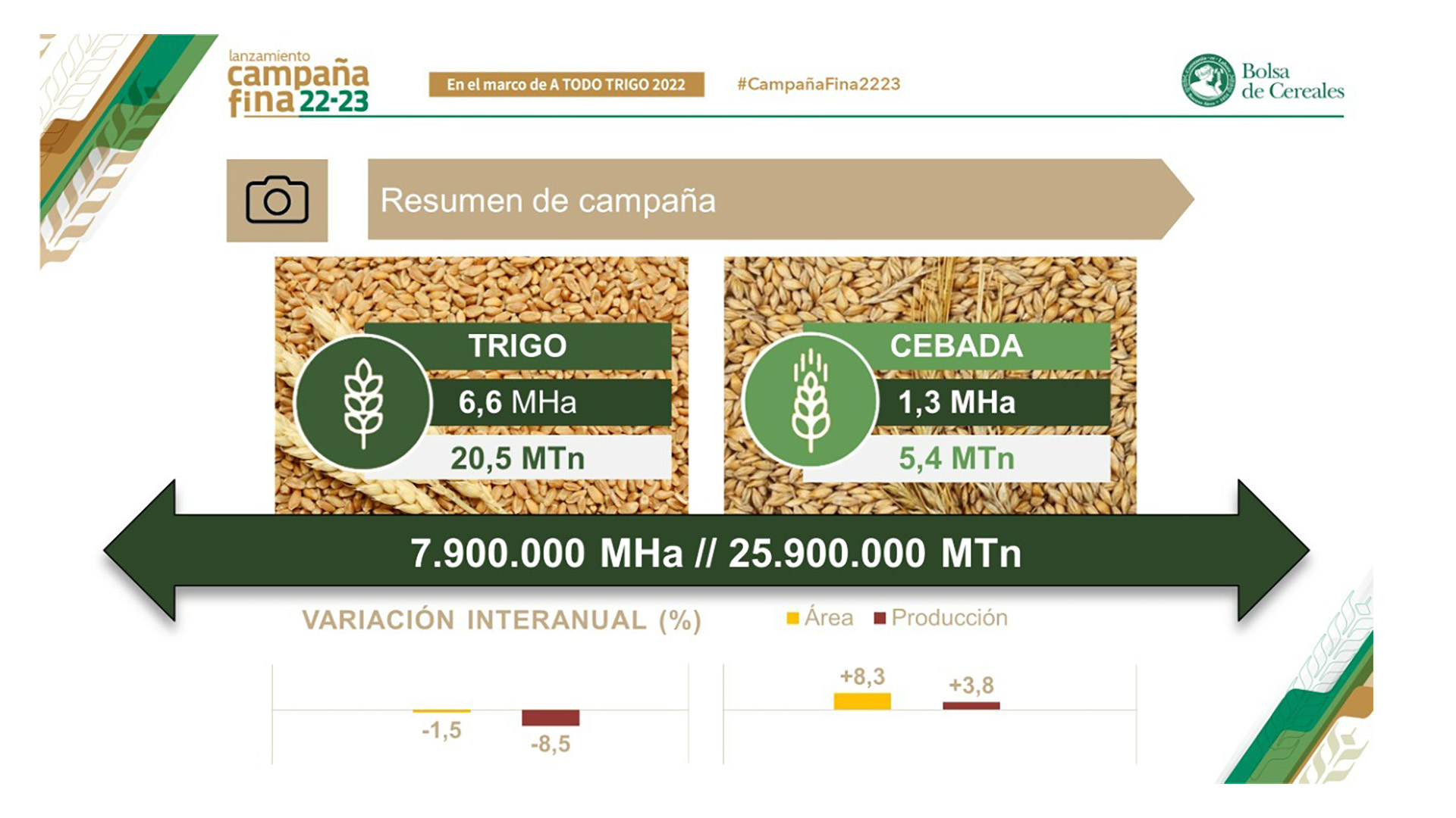 Proyecciones de la Bolsa de Cereales de Buenos Aires para la próxima campaña de trigo. 