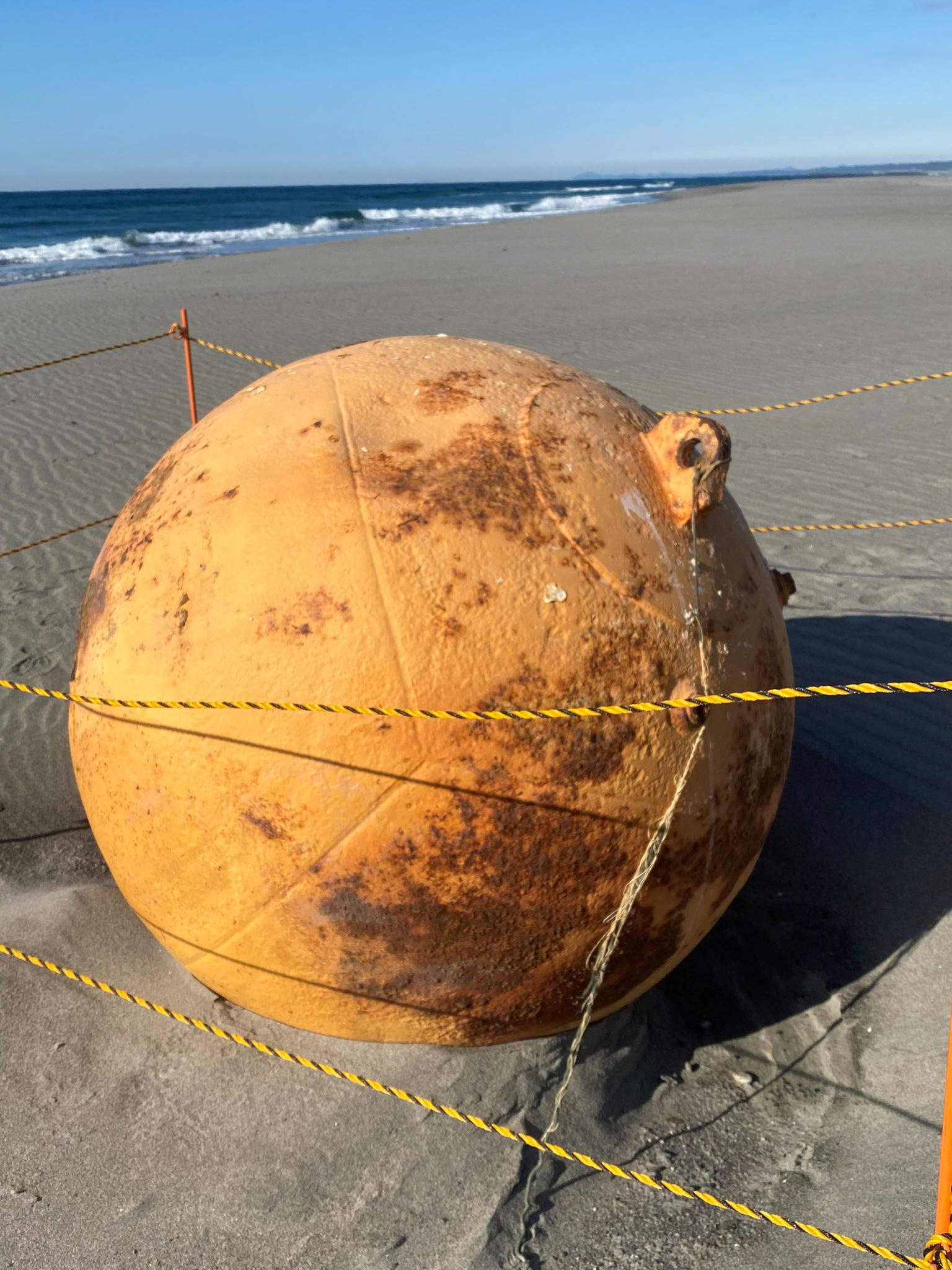 Autoridades locales declararon que la esfera será retirada de la playa en Hamamatsu, Japón (REUTERS)