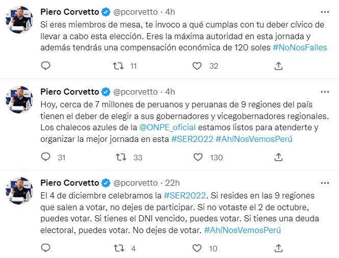 Piero Corvetto, Jefe de la ONPE, se pronunció sobre la segunda vuelta en nueve regiones del Perú