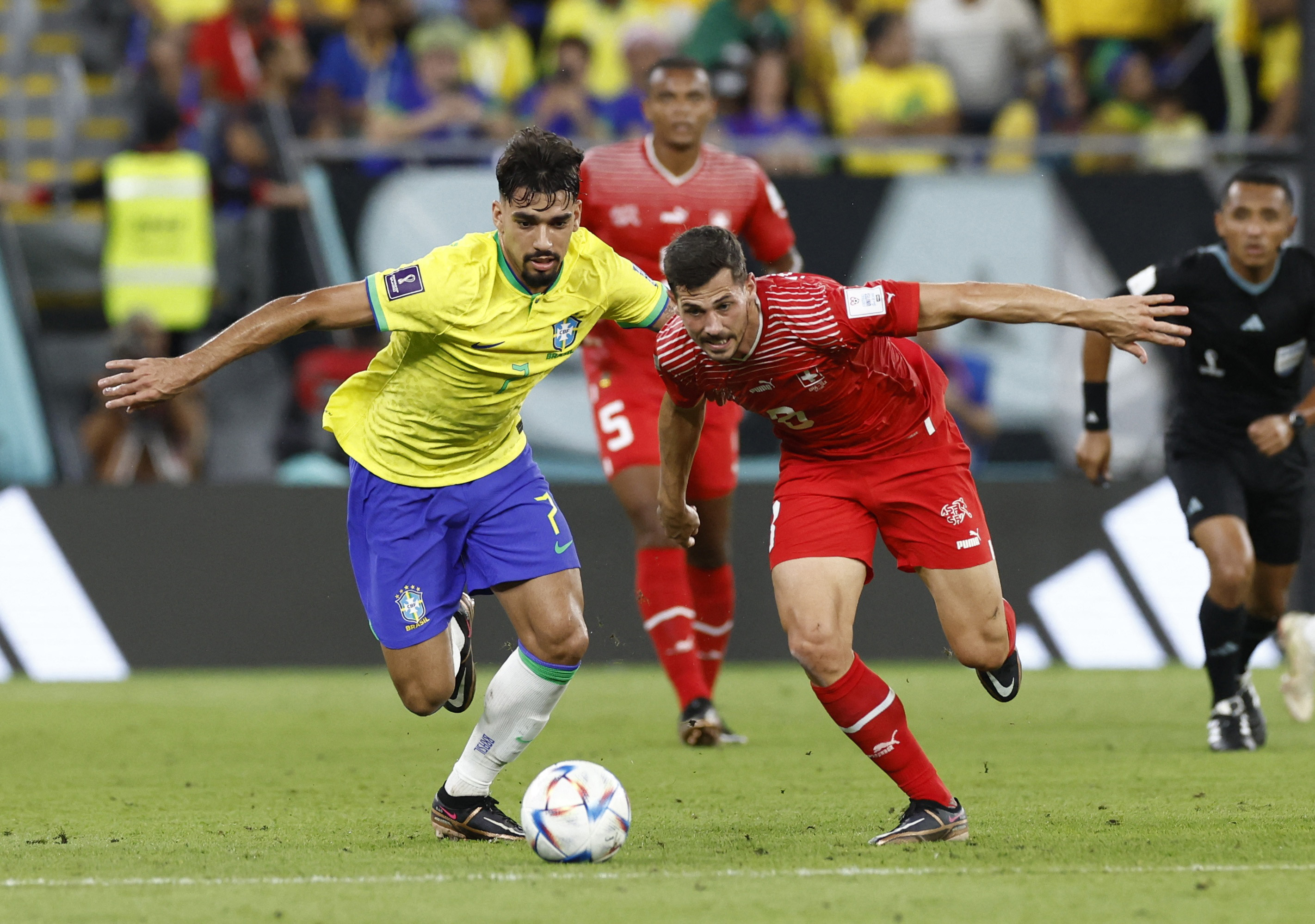 Al final del primer tiempo, Brasil y Suiza igualan sin goles, por el grupo G del Mundial Qatar 2022. REUTERS/Amanda Perobelli
