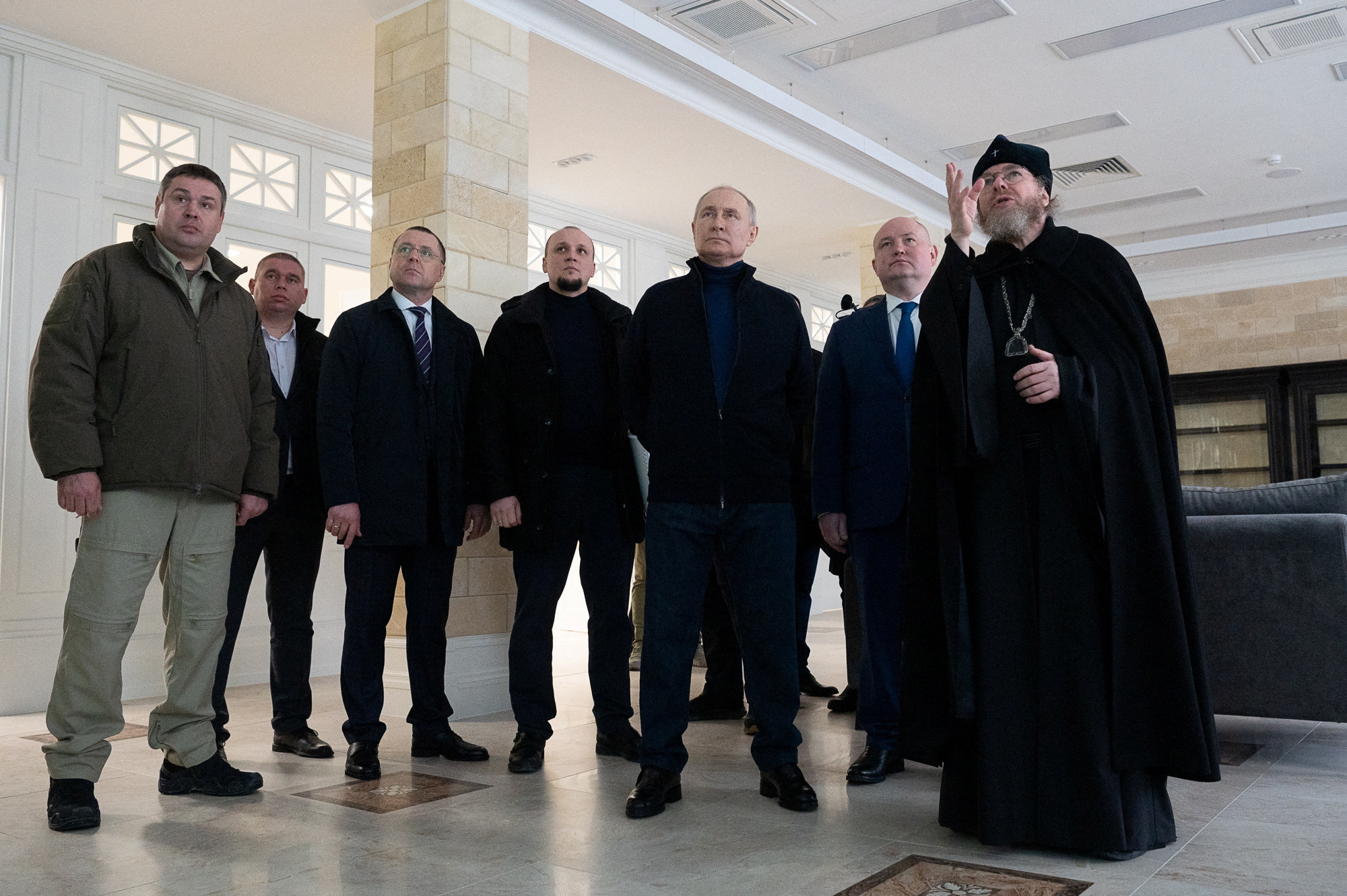 Kremlin leaders visited Crimea, which was annexed by Russia in 2014, touring the art school and children's centers in Korsun and Hersoneso, as well as around the port of Sevastopol, the main base of Russia's Black Sea Fleet.  (Reuters)