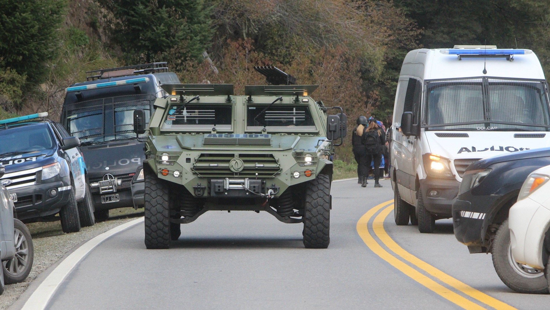 Una de las camionetas utilizadas durante el operativo de las Fuerzas Federales