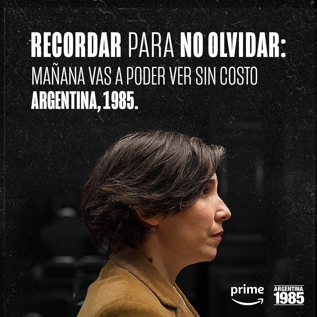 "Argentina, 1985" se podrá ver gratis en todo el país el 24 de marzo. (Prime Video)