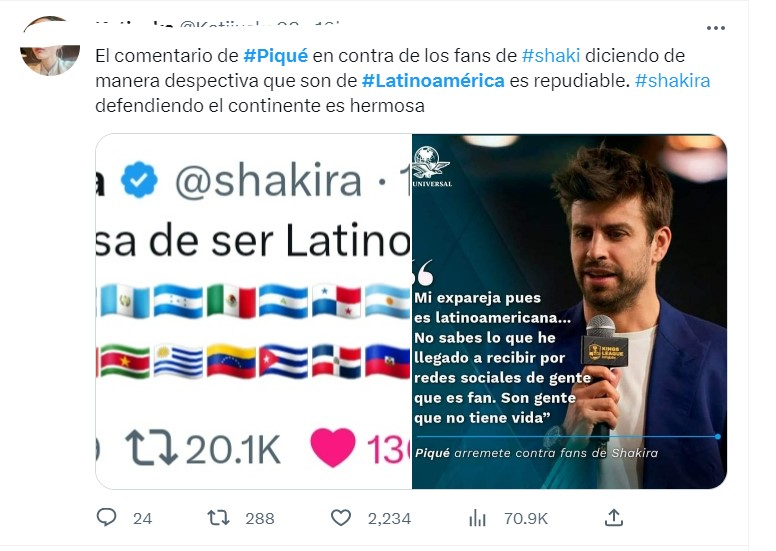 Tuis sobre Gerard Piqué y lo que piensa de los fans latinos de Shakira