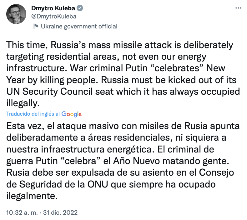 Dmytro Kuleba tweet