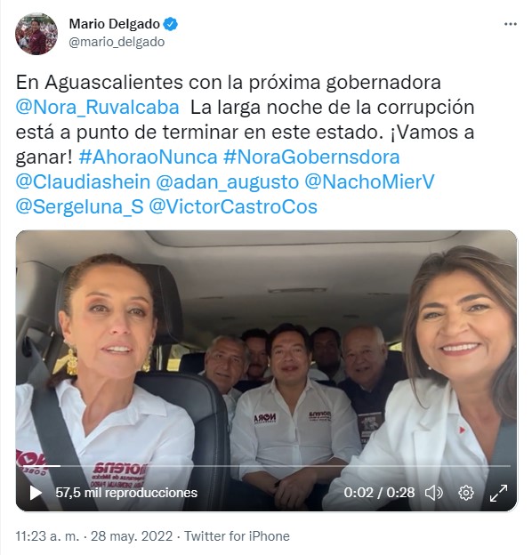 Claudia Sheinbaum informó que solicitó, una vez más, el descuento del día para viajar a Aguascalientes y Durango (Foto: Twitter/@mario_delgado)