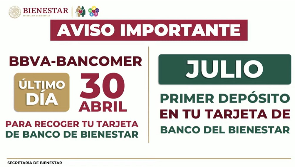 Ariadna Montiel, secretaria del Bienestar, informó que se acerca la fecha límite para que tarjetahabientes de BBVA-Bancomer actualicen su tarjeta por una de la dependencia
