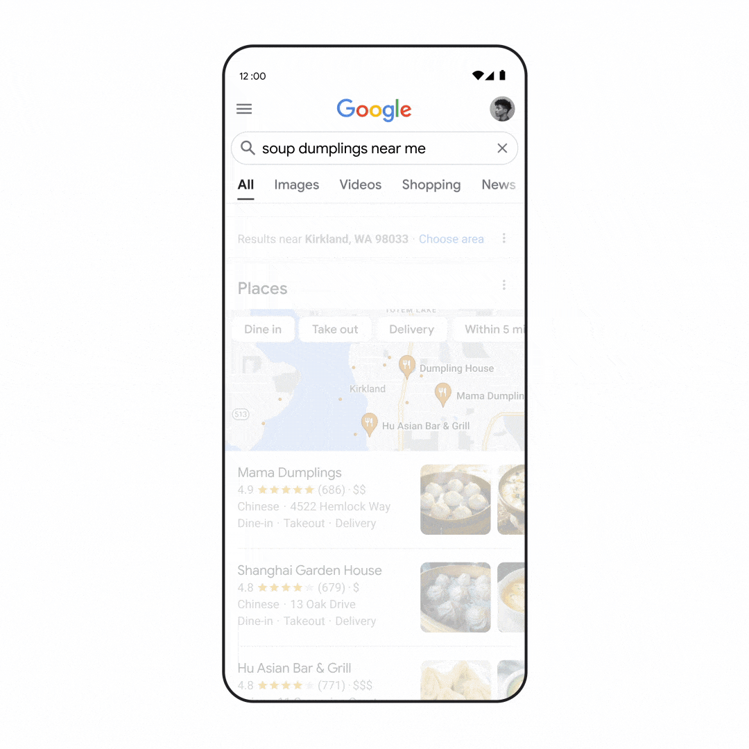 Buscar comida y restaurantes en Google (Google)