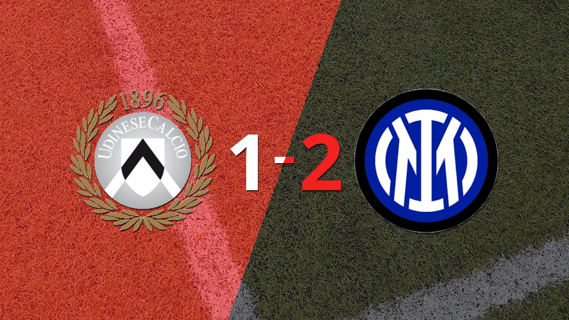 A Inter le alcanzó con un gol para vencer por 2 a 1 a Udinese