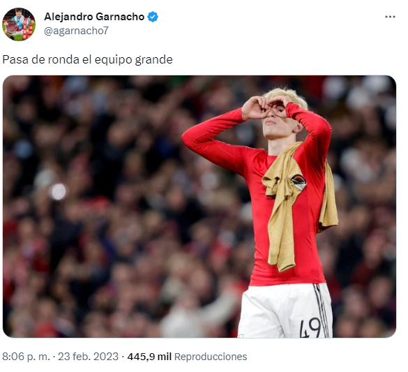 Alejandro Garnacho dejó un polémico mensaje en sus redes sociales luego del triunfo del Manchester United ante el Barcelona (Twitter)