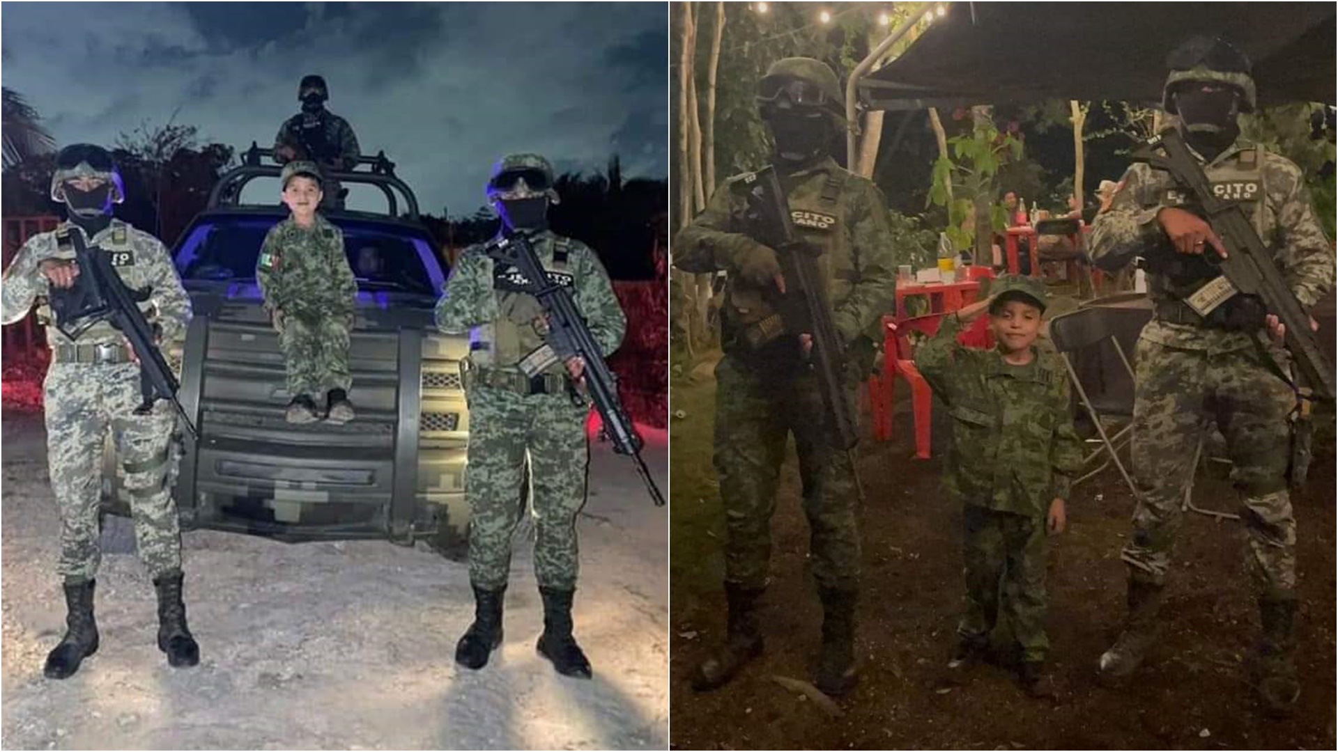 The minor took photos with the military.  Photo: Twitter/FronteraRV