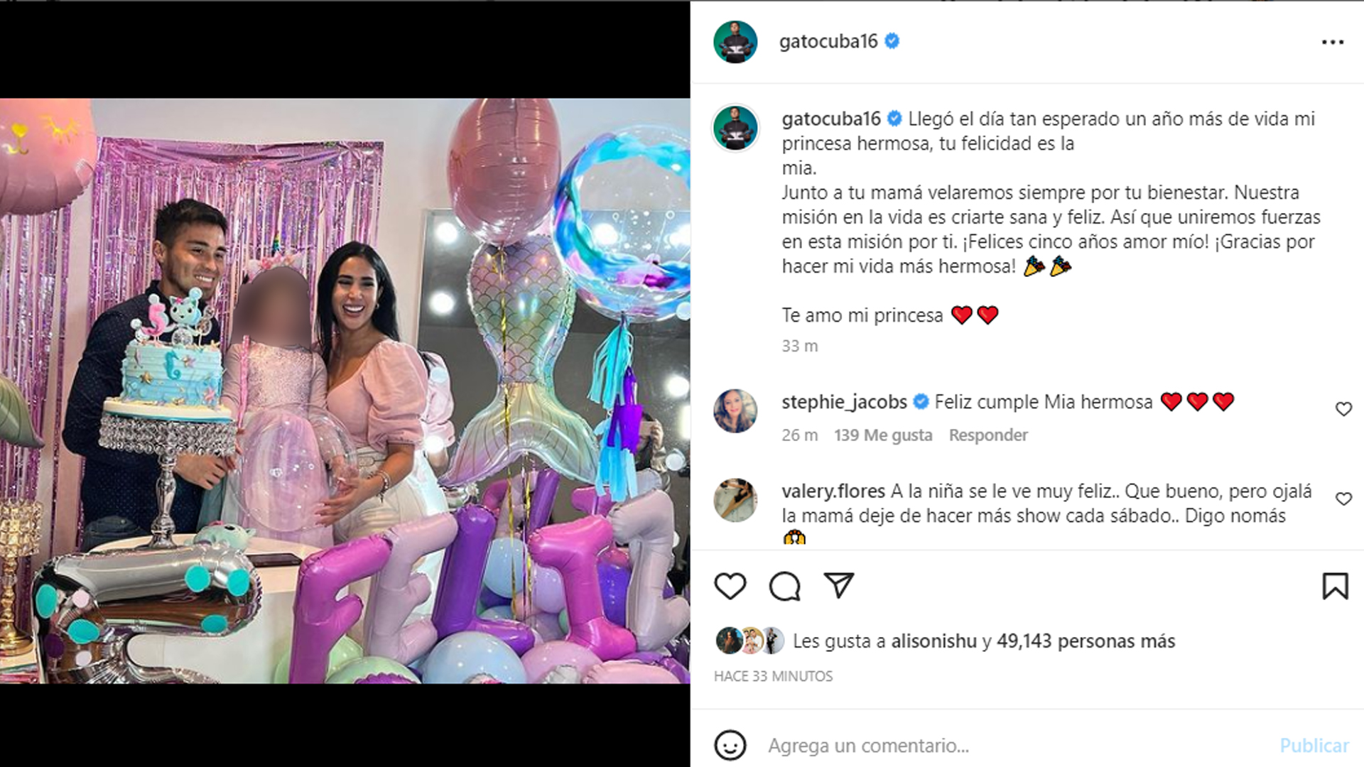 Melissa Paredes y Rodrigo Cuba juntos en el cumpleaños de su hija. (Instagram)
