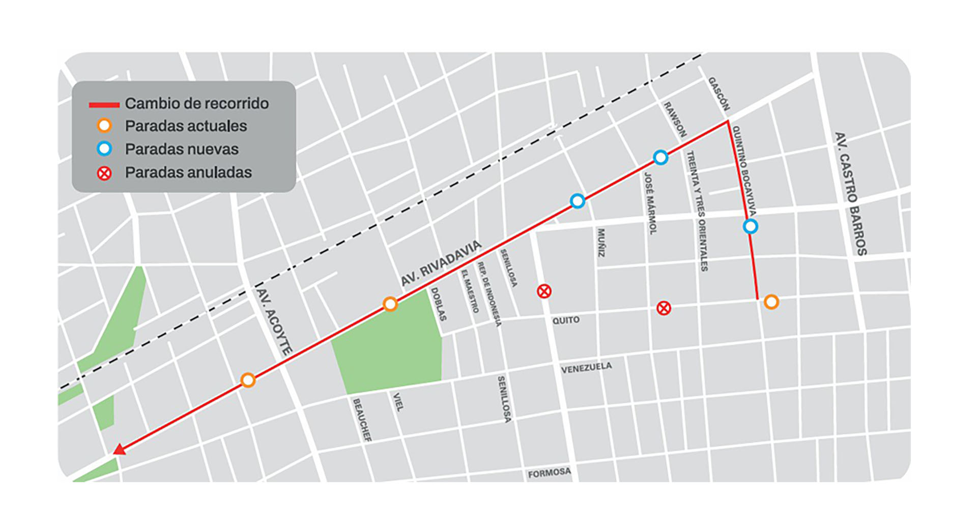 Por el Trambus, habilitaron hoy en Caballito dos carriles exclusivos para colectivos sobre la avenida Rivadavia