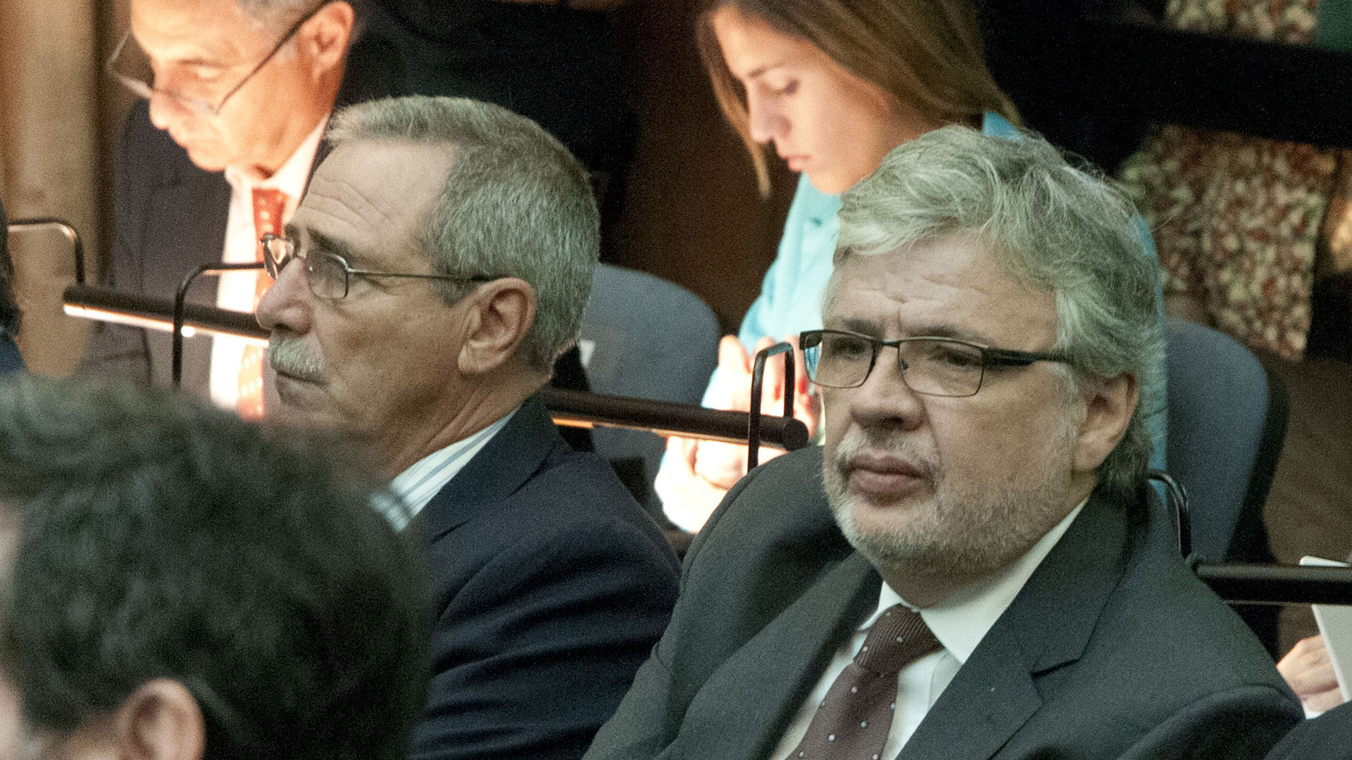 Juan Pablo Schiavi y Ricardo Jaime durante el juicio por la Tragedia de Once