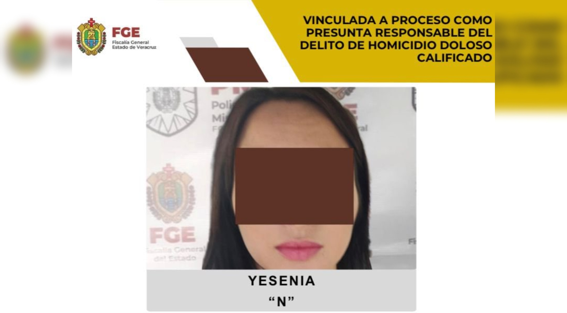 Yesenia ‘N’, presunta multihomicida de su familia en Boca del Río, fue vinculada a proceso