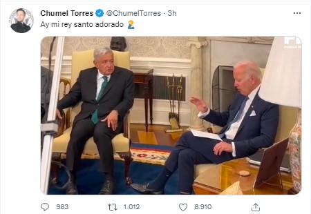Chumel Torres shared a photo of the Federal President sitting next to the President of the United States (Image: Twitter / @ChumelTorres)