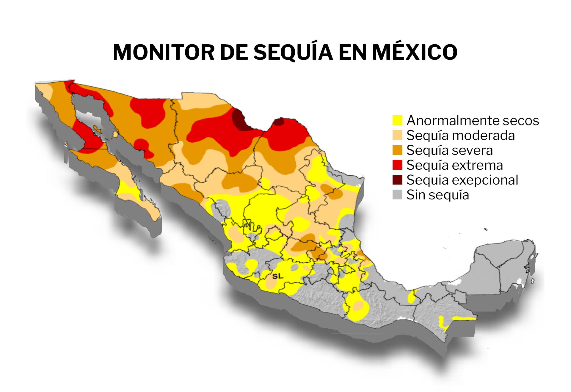 Baja California, Sonora, Chihuahua y Coahuila son los estados con la sequía más grave en México 