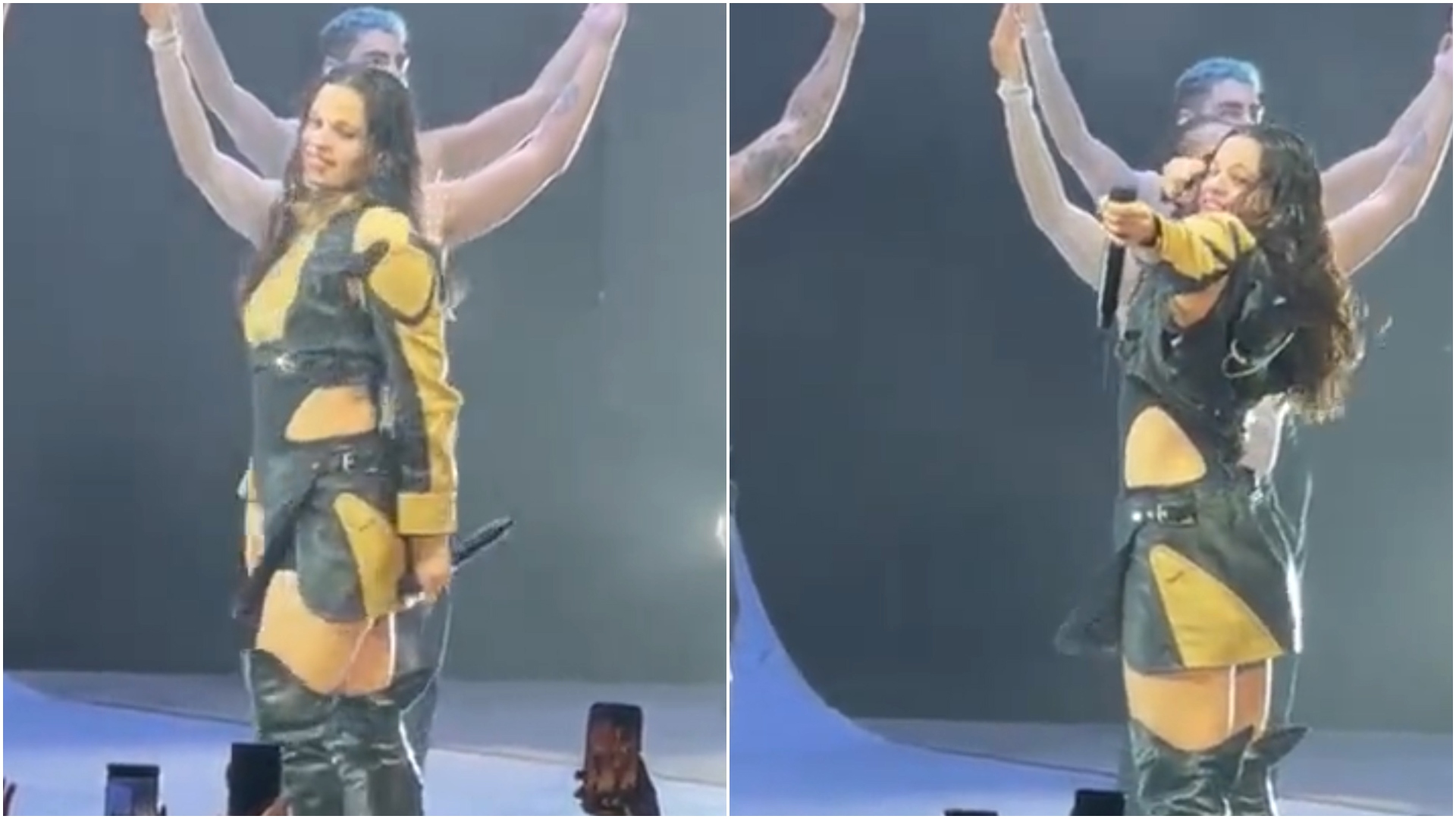 Un fan golpeó a Rosalía con un ramo de flores en pleno show: la inesperada reacción de la cantante
