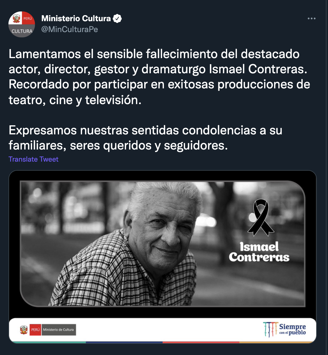 Ismael Contreras: querido actor y dramaturgo peruano falleció a los 77 años