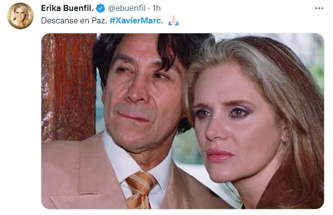 Erika Buenfil compartió esta foto con Marc dentro de la telenovela "Amarte es mi pecado" (Foto: captura de pantalla/Twitter)