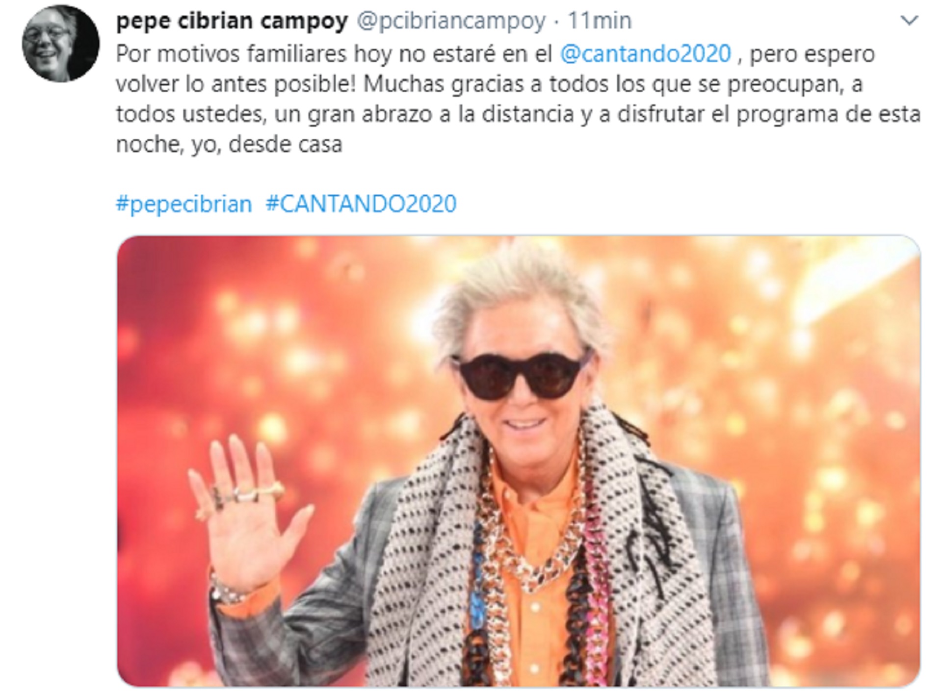 En el comunicado del martes 25, Pepe Cibrián analizaba la posibilidad de regresar al Cantando 2020 (Foto: Twitter)