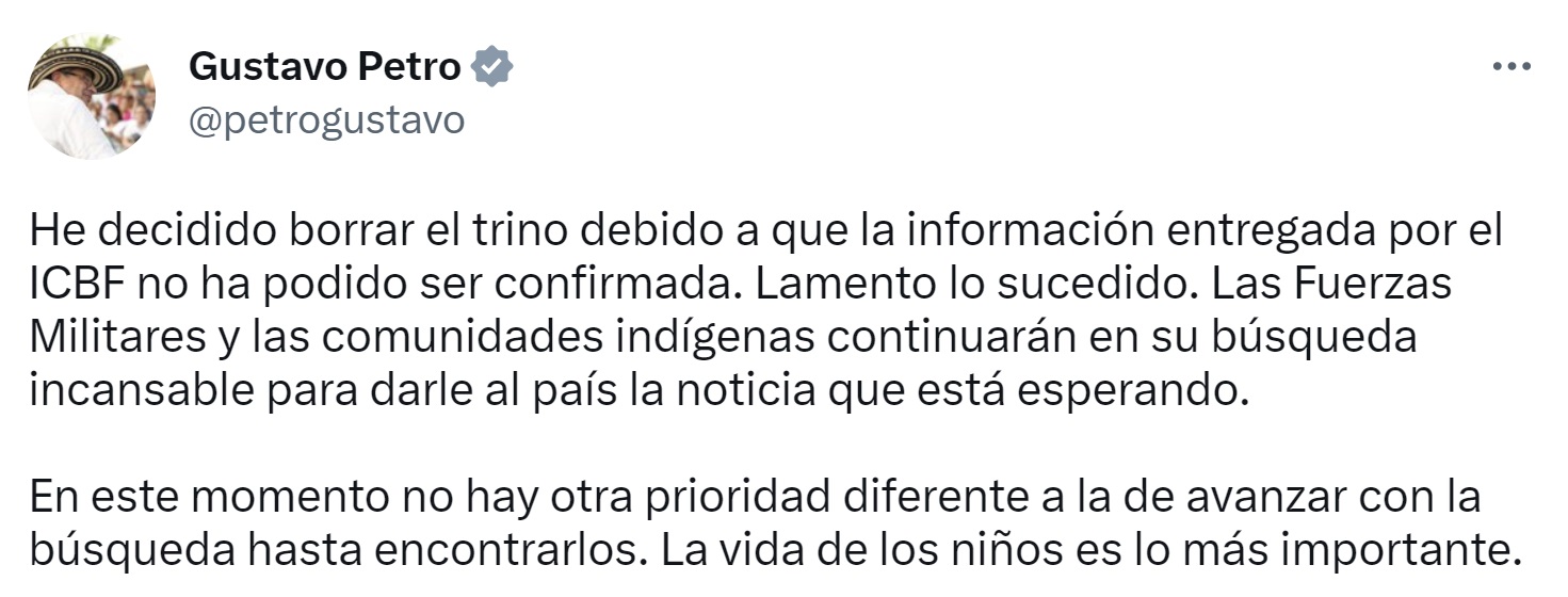 Retractación de Gustavo Petro sobre el anuncio del rescate de menores