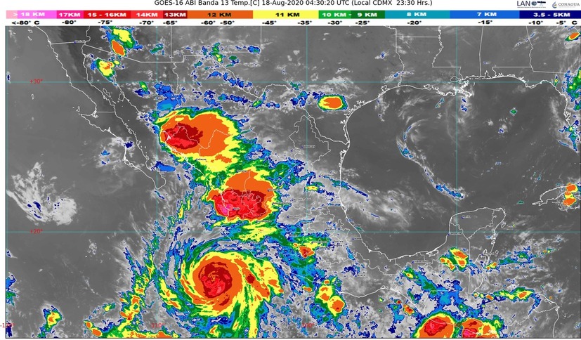 El huracán "Genevieve" se intensificó a categoría 2 en la escala de Saffir-Simpson (Foto: SMN)