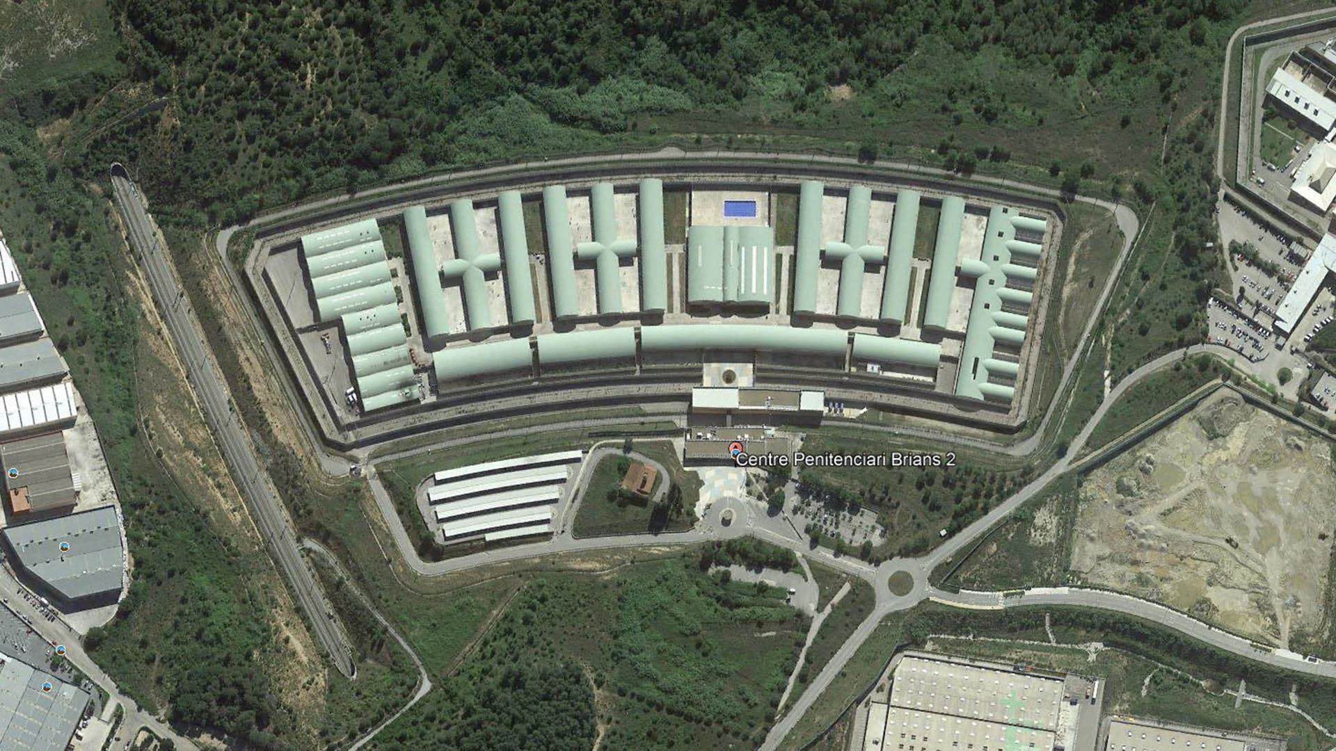 Vista aérea de la cárcel donde se encuentra el jugador brasileño