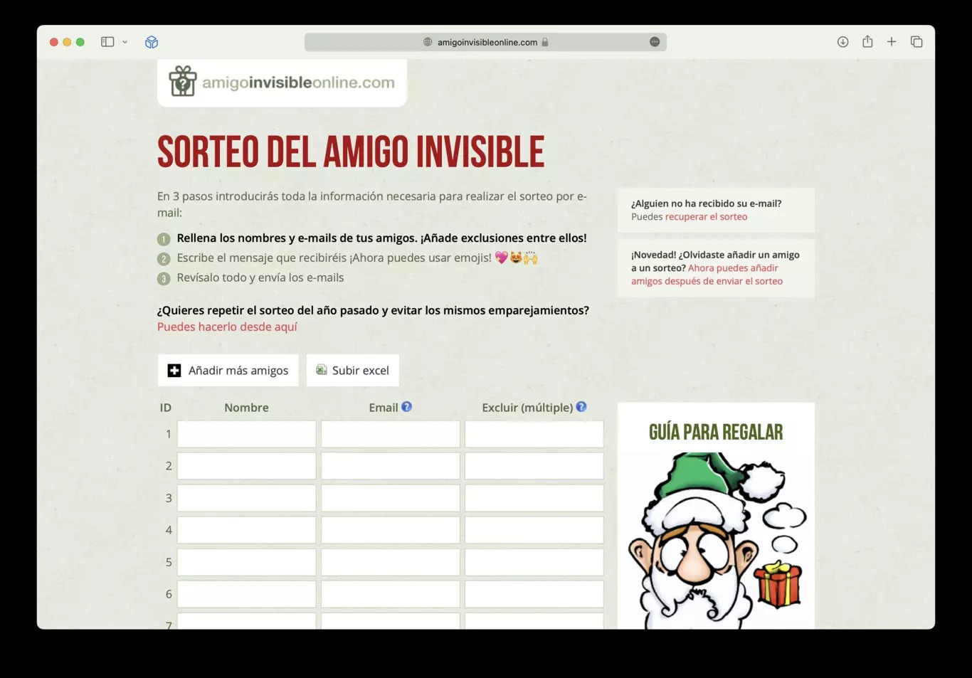 AmigoInvisibleOnline.com, es una aplicación que permite la organización del juego del amigo secreto en iPhone. (Captura)