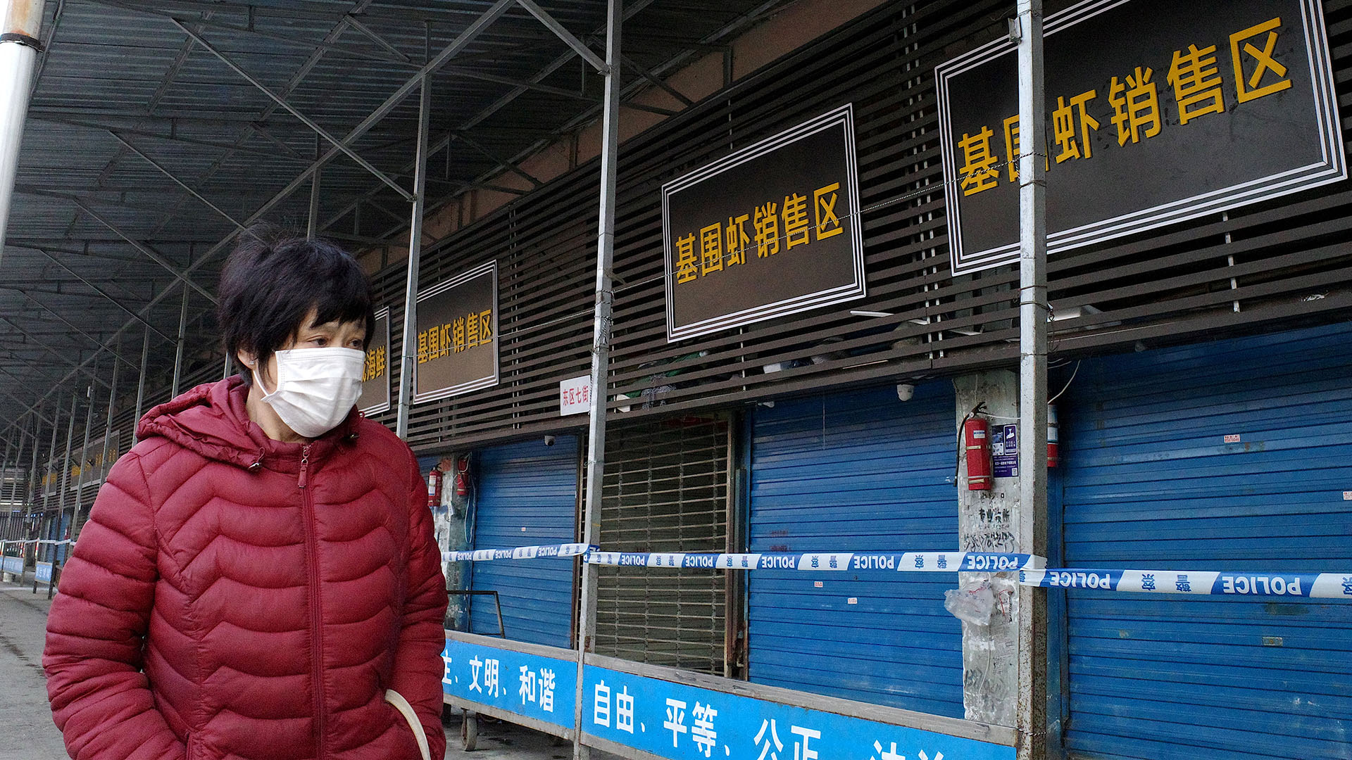 El mercado de animales exóticos de Wuhan, poco después de su cierre en enero de 2020 (NOEL CELIS / AFP)