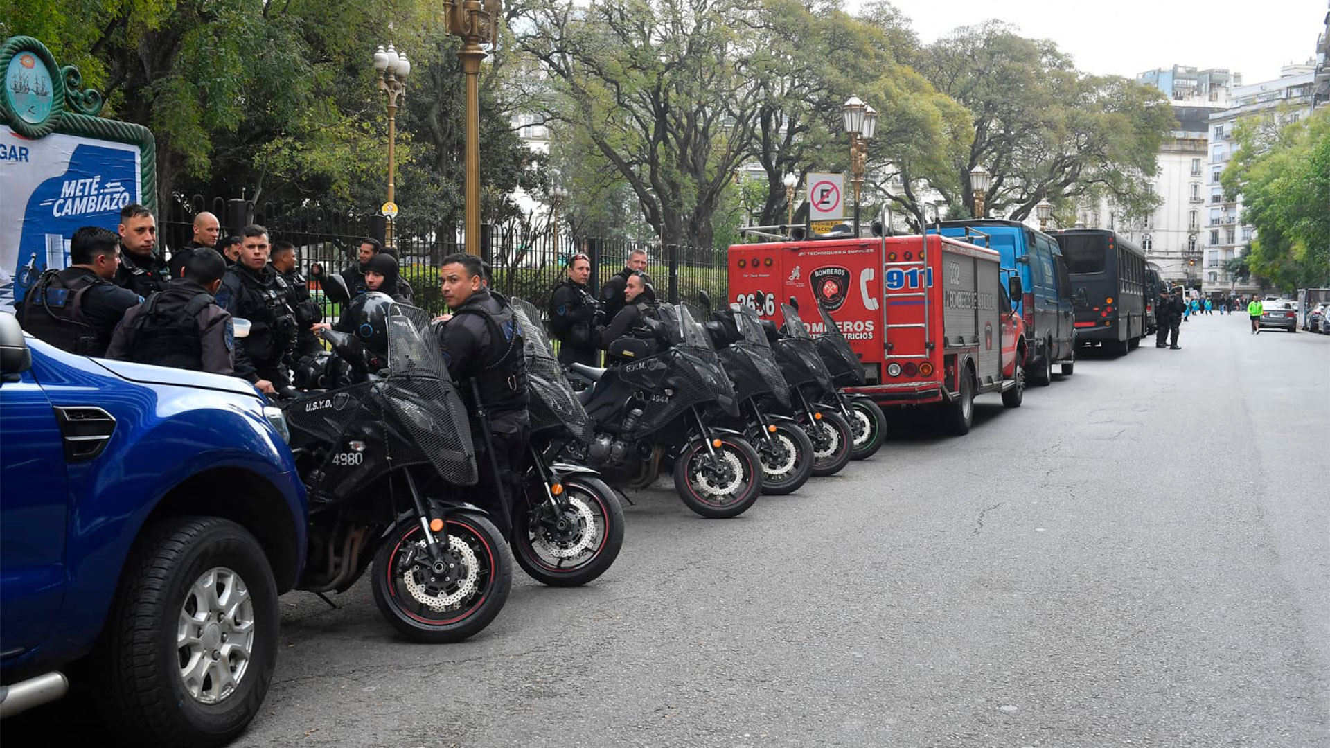 También se instaló un operativo de seguridad en las inmediaciones de las calles Uruguay y Juncal
