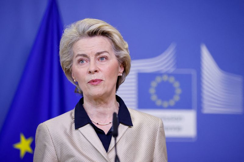 La presidenta de la Comisión Europea, Ursula von der Leyen, reiteró el apoyo del bloque a Ucrania (REUTERS/Johanna Geron)