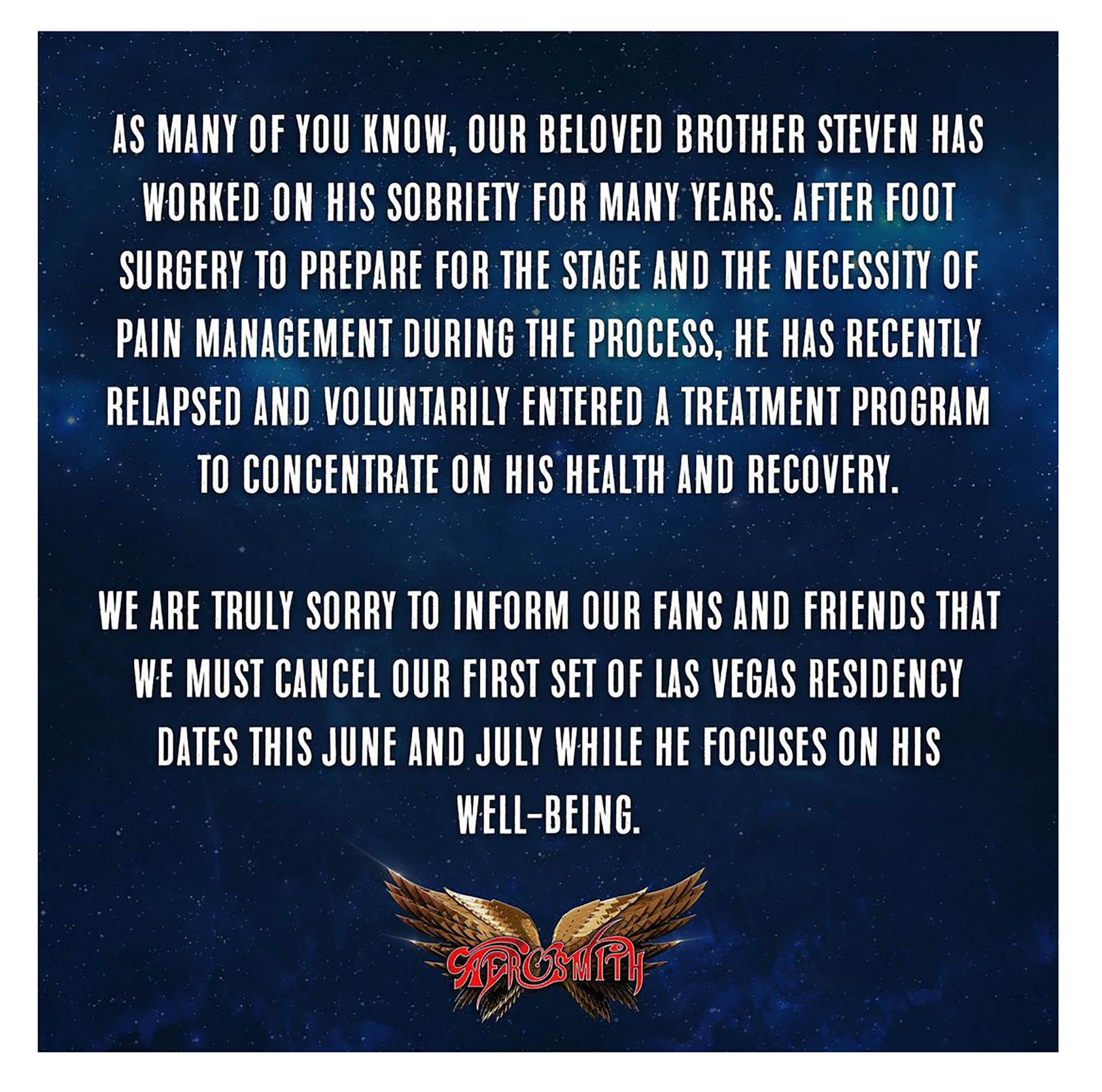 El comunicado de Aerosmith 