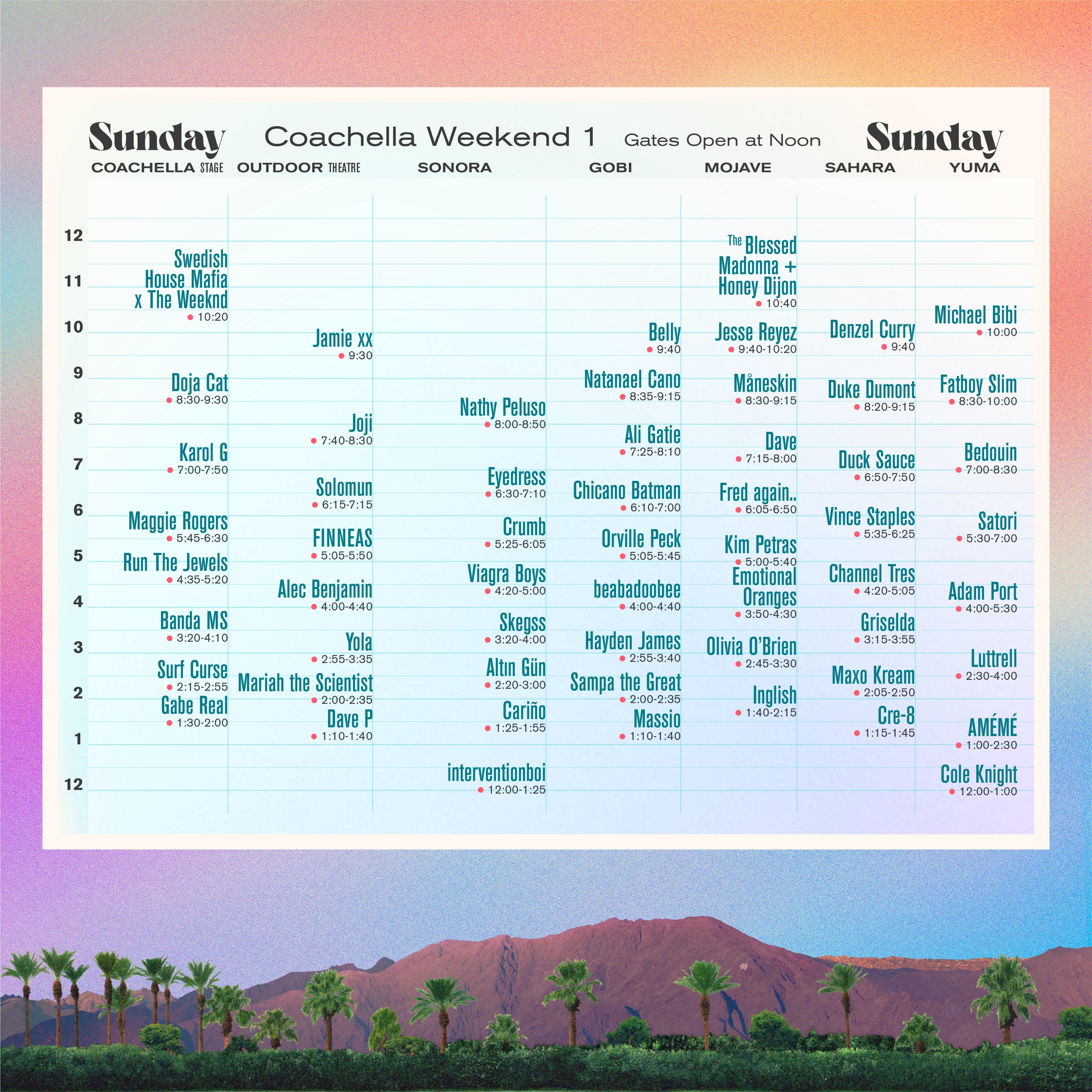 Estos son los horarios del Coachella 2022 (Foto: Twitter/@Coachella)