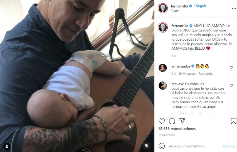 Publicación de Fernando Carrillo con su hijo Milo, la cual causó polémica entre sus seguidores (Foto: Instagram @ferrcarrillo)
