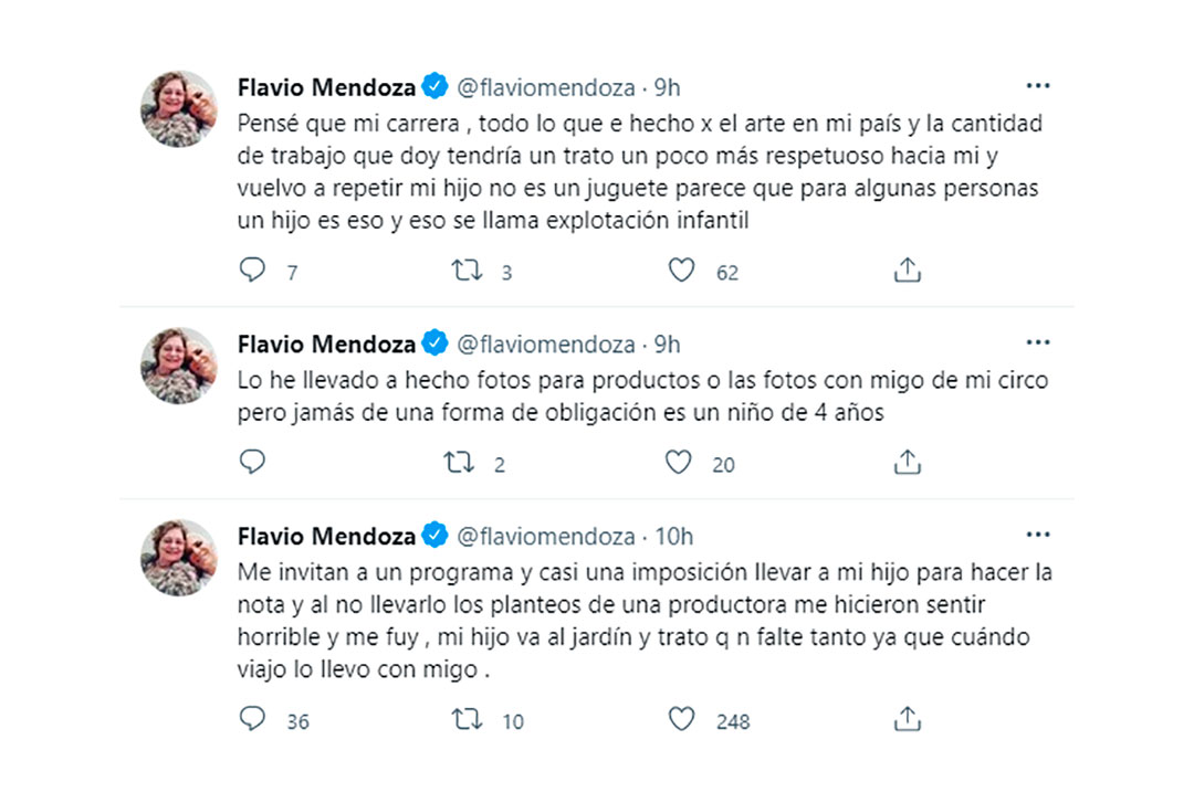 Los mensajes que publicó Flavio Mendoza en Twitter
