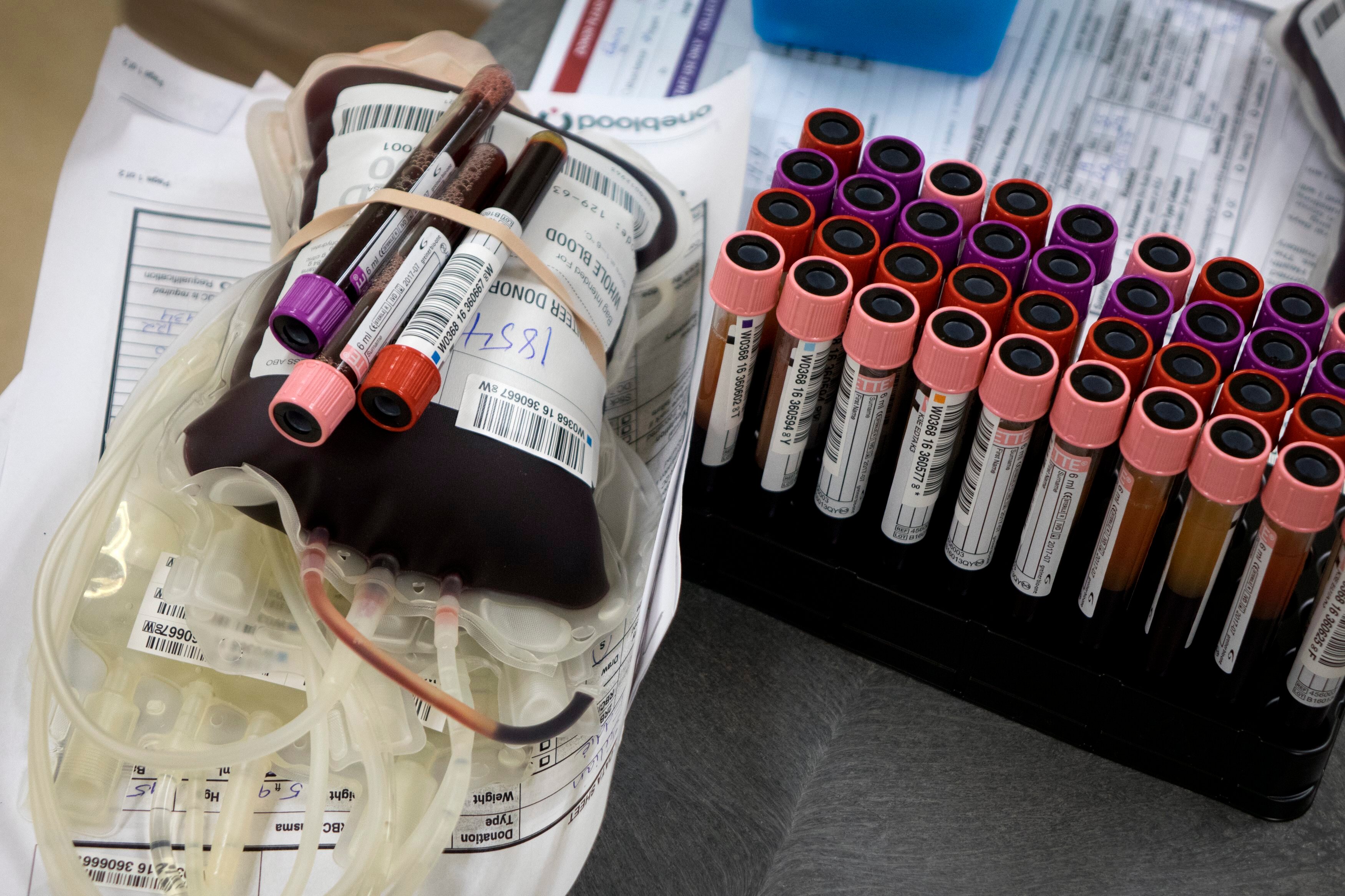 Vista de viales de sangre donada, en una fotografía de archivo. (EFE/Cristobal Herrera)
