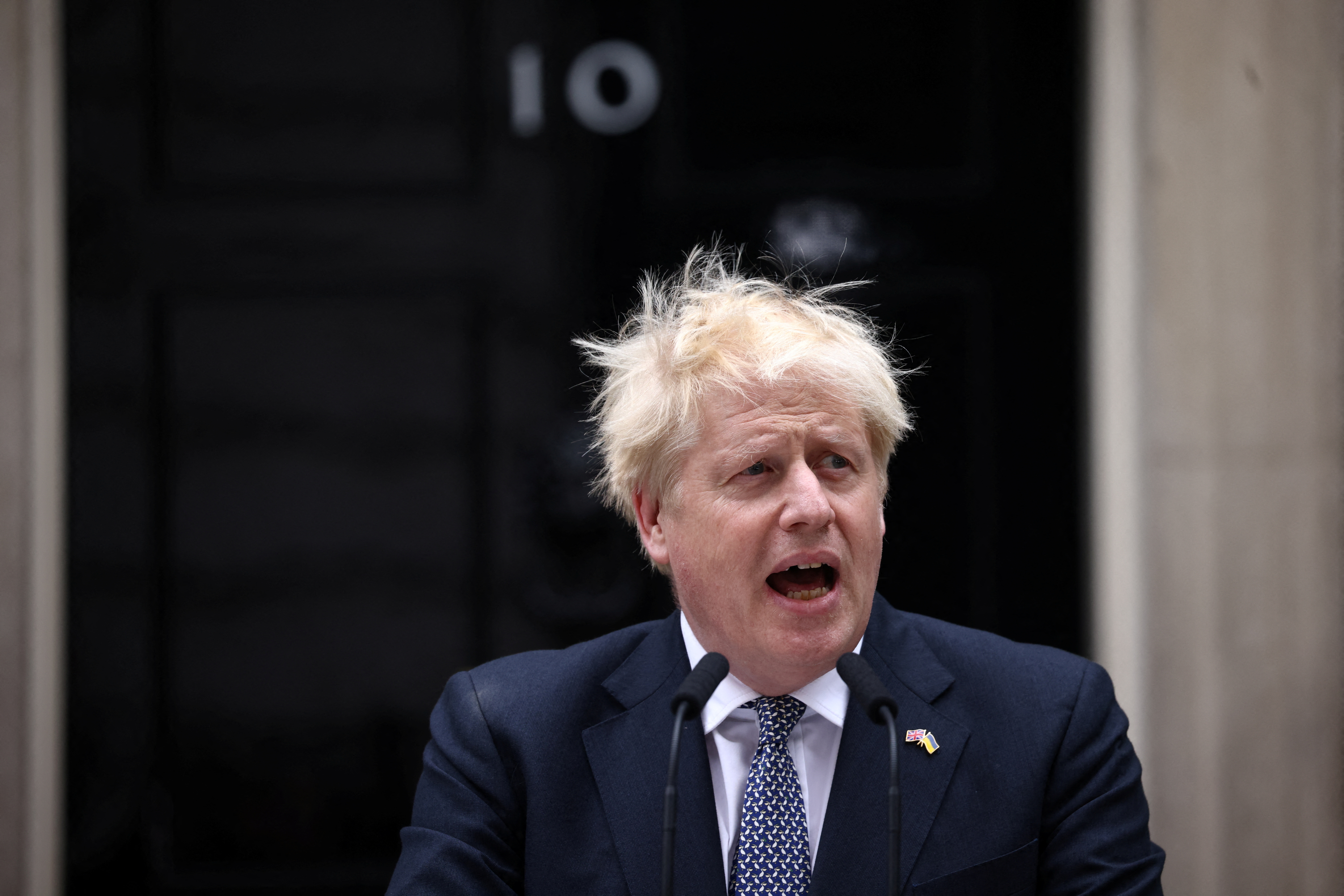 Boris Johnson en su discurso de renuncia (Reuters)