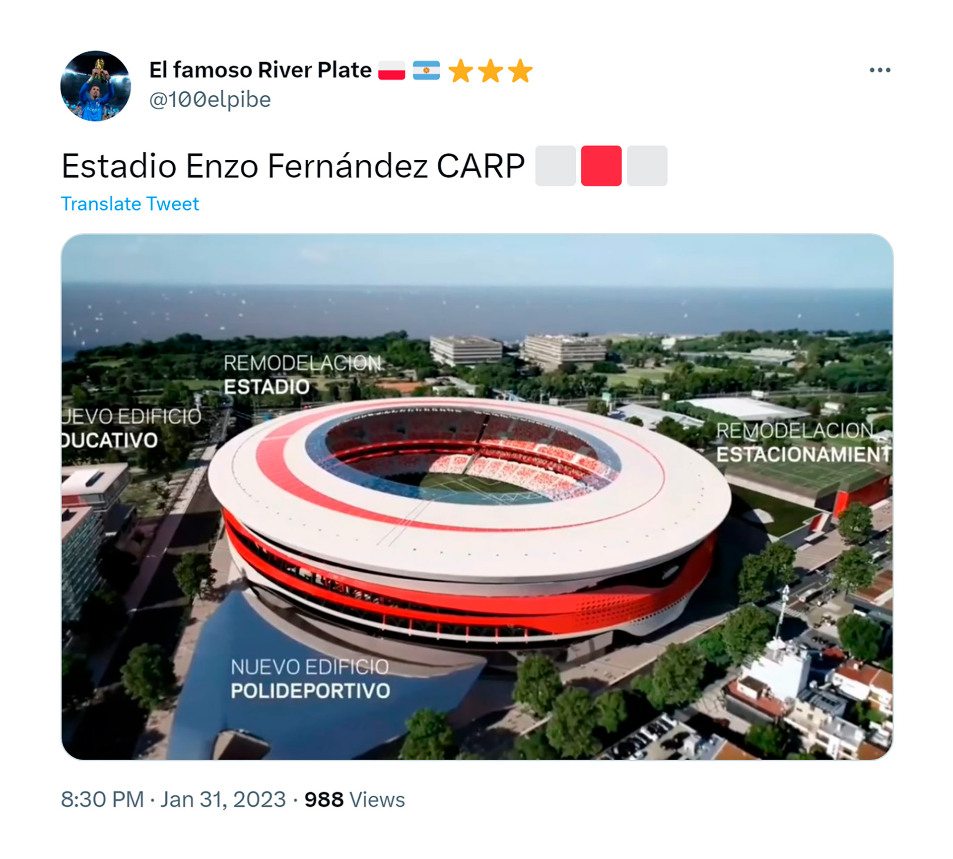 Así quedaría el nuevo Estadio Monumental por los millones que entrarían de la venta de Enzo Fernández